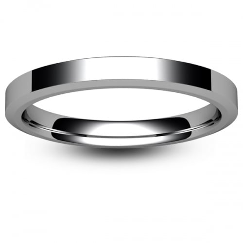 Flat Court Chamfered Edge -  2.5mm Custom Palladium Ring